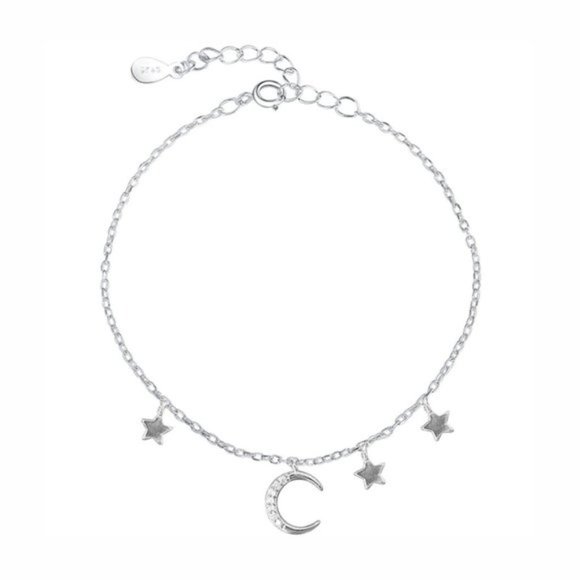 NEW Silver Simple Zircon Moon Star braclet - Picture 3 of 4